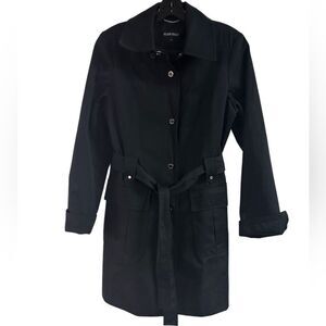Ellen Tracy Black Rain Trench Coat Size S